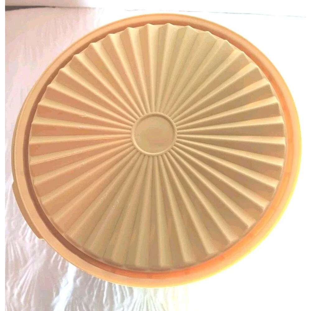 Vtg TUPPERWARE COOKIES Canister Servalier Sunburst Lid Yellow Harvest Gold 1970s